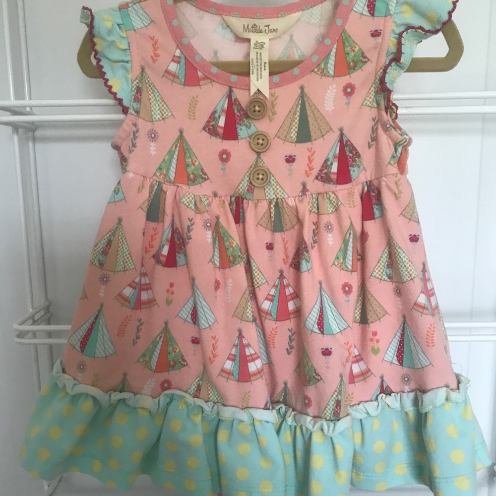 Matilda Jane Pink Tipi Happy Camper Bubble Dress
